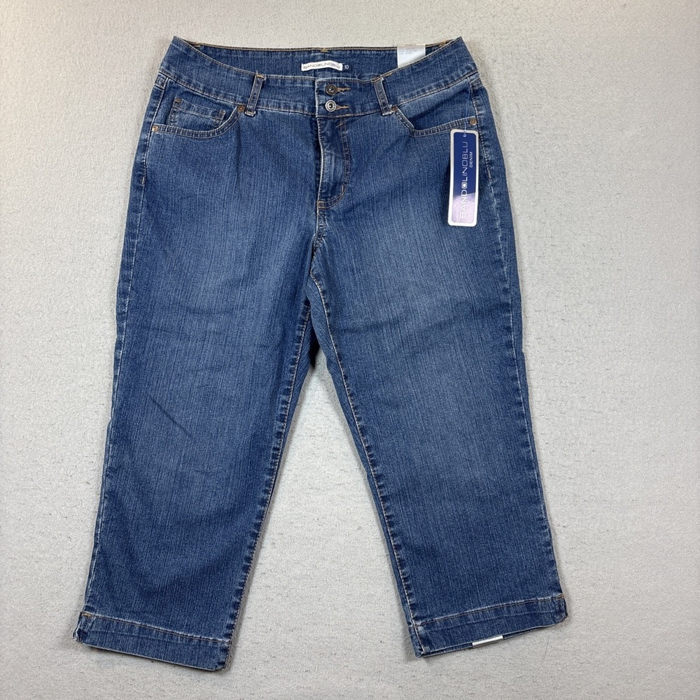 BANDOLINOBLU Jeans Womens Size 10 Capri Mid Rise Flap Pocket Stretch Denim NWT
